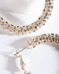 Gold Cup Chain Diamante Hoop Earrings - link has visual effect only