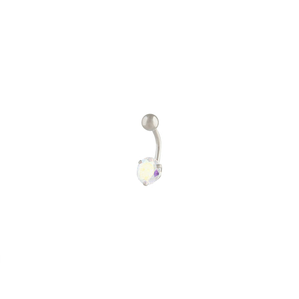 Silver Crystal Stone Claw Belly Bar