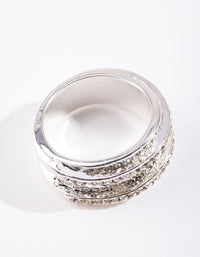 Silver Diamante Embellished Zig Zag Ring - link has visual effect only