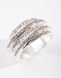 Silver Diamante Embellished Zig Zag Ring - link has visual effect only