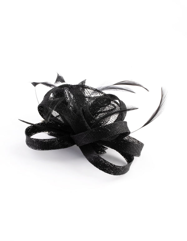 Black Swirl & Feather Clip