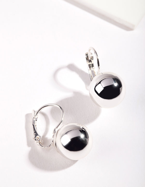 Silver Euro Ball Earrings