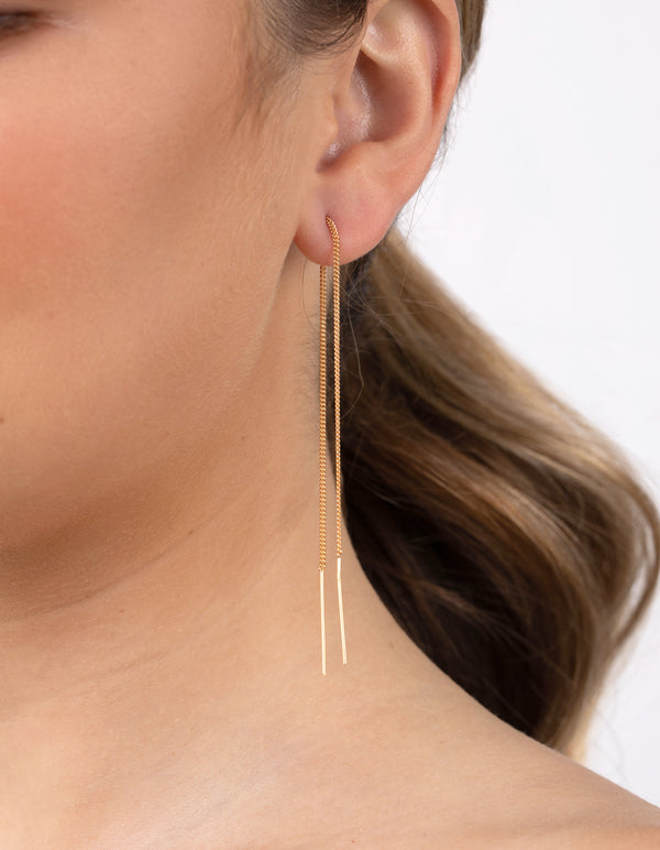 Gold Plated Sterling Silver Long Thread Through Earrings