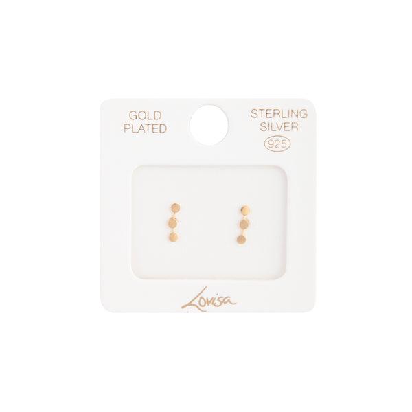 Gold Plated Sterling Silver Triple Dot Stud Earrings