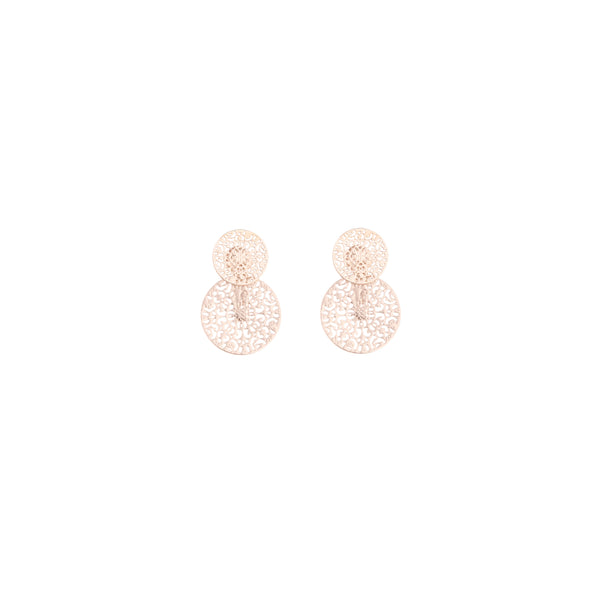 Rose Gold Circle Filigree Jacket Earrings