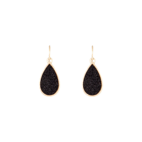 Black Gold Glitter Teardrop Earrings