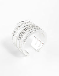 Silver 6 Band Diamante Ring - link has visual effect only