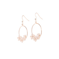 Rose Gold Triple Flower Hoop Drop Earrings - link has visual effect only