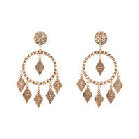 Antique Gold Textured Diamante Circle Earrings - link has visual effect only