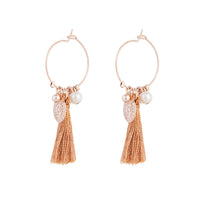 Rose Gold Fine Hoop Charm Tassel Earrings - link has visual effect only