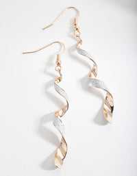 Gold & Silver Glitter Twist Drop Earrings - link has visual effect only