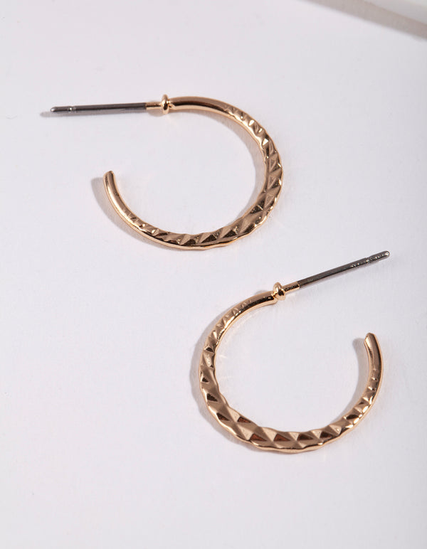 Gold 16MM Beaded Hoop Earrings