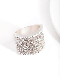 Silver Diamante Wide Pave Band Ring - link has visual effect only