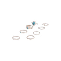 Silver Stackable Ring Turquoise 8-Pack - link has visual effect only