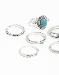 Silver Stackable Ring Turquoise 8-Pack - link has visual effect only