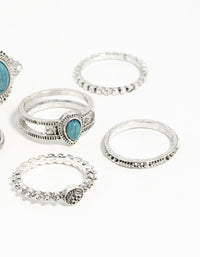 Silver Stackable Ring Turquoise 8-Pack - link has visual effect only