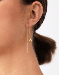 Gold Plated Sterling Silver Star Thread-Through Earrings - link has visual effect only