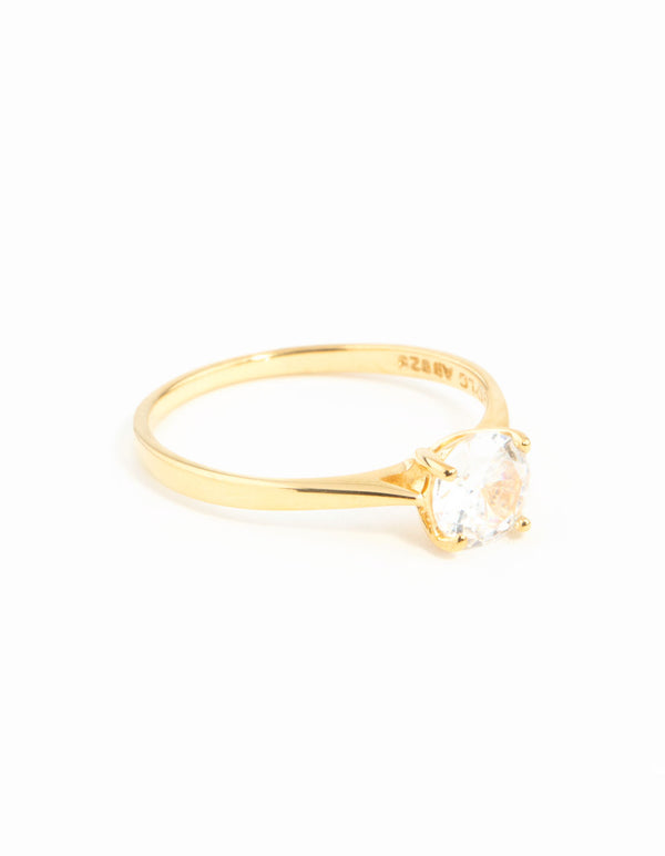 Gold Plated Sterling Silver Round Engagement Ring