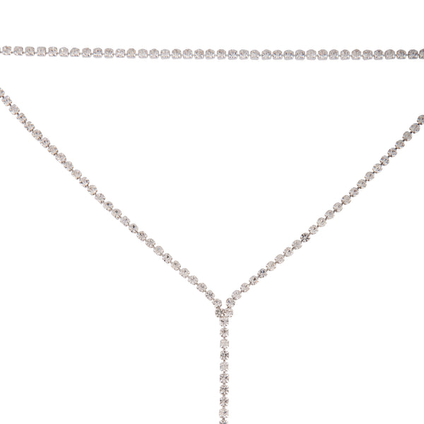 Silver Cup Chain Diamante Layered Choker