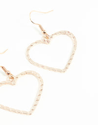 Rose Gold Rope Look Heart Drop Earring - link has visual effect only