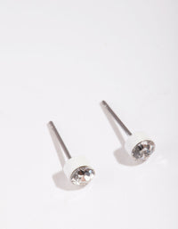 White Diamtante Bezel Stud Earrings - link has visual effect only