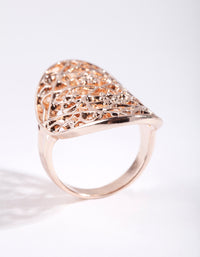 Rose Gold Filigree Shield Ring - link has visual effect only