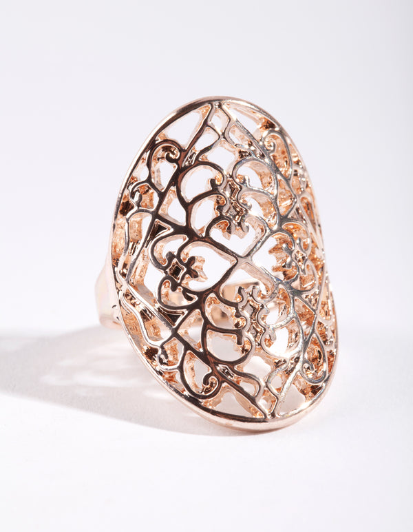 Rose Gold Filigree Shield Ring