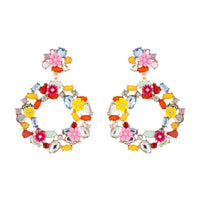 LAYERED FLORAL AND JEWELLED CIRCLE STATEMENT Earrings - link has visual effect only