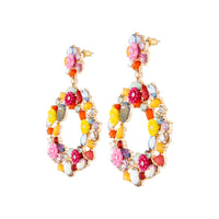 LAYERED FLORAL AND JEWELLED CIRCLE STATEMENT Earrings - link has visual effect only