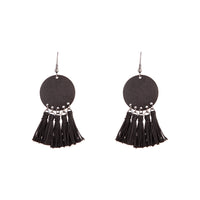 Black Sandblast Disc Tassel Earrings - link has visual effect only