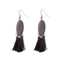 Black Sandblast Disc Tassel Earrings - link has visual effect only