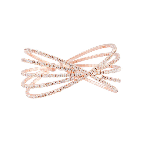 Rose Gold Diamante Crossover Cuff