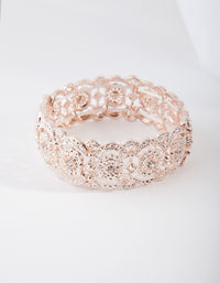 Rose Gold Diamante Filigree Stretch Bangle - link has visual effect only