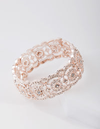 Rose Gold Diamante Filigree Stretch Bangle - link has visual effect only