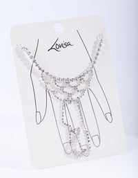 Silver Curve Pattern Diamante Hand Chain - link has visual effect only