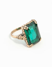 Emerald Square Cut Stone On Gold Band - link has visual effect only