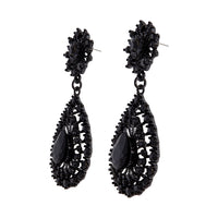 Black Vintage Stone Set Teardrop Earrings - link has visual effect only