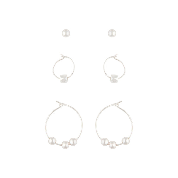 Silver Stud Hoop Earring Pack