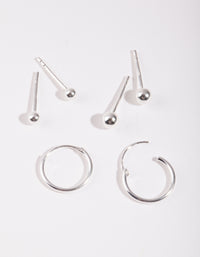 Sterling Silver Gradual Ball Hoop Earring Pack - link has visual effect only