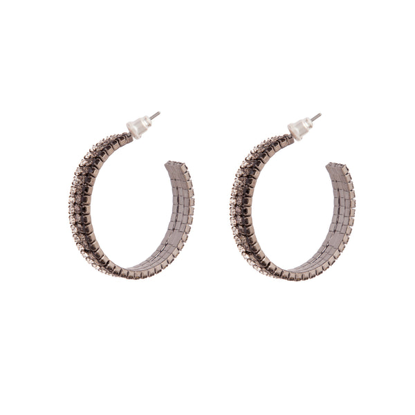 Black Ombre Cup Chain Hoop Earrings