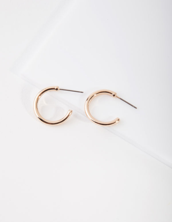 Gold Small Thick Hoop Earrings