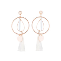 White Rose Gold Feature Hoop Tassel Earrings - link has visual effect only