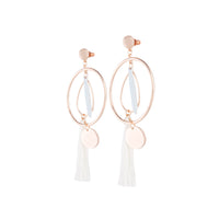 White Rose Gold Feature Hoop Tassel Earrings - link has visual effect only