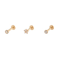 Gold Flower Stud Flat Back Earring Pack - link has visual effect only