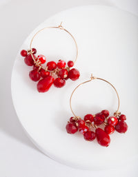 Red Gold Facet Bead Charm Hoop - link has visual effect only