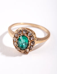 Gold Green Oval Engagement Ring - link has visual effect only