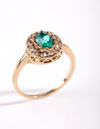 Gold Green Oval Engagement Ring - link has visual effect only