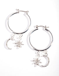 Silver Celestial Charm Hoop Earrings - link has visual effect only