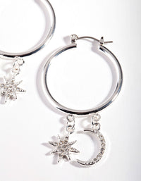 Silver Celestial Charm Hoop Earrings - link has visual effect only