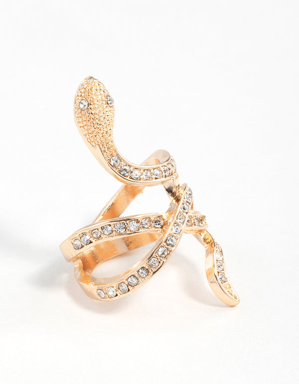 Gold Diamante Snake Ring